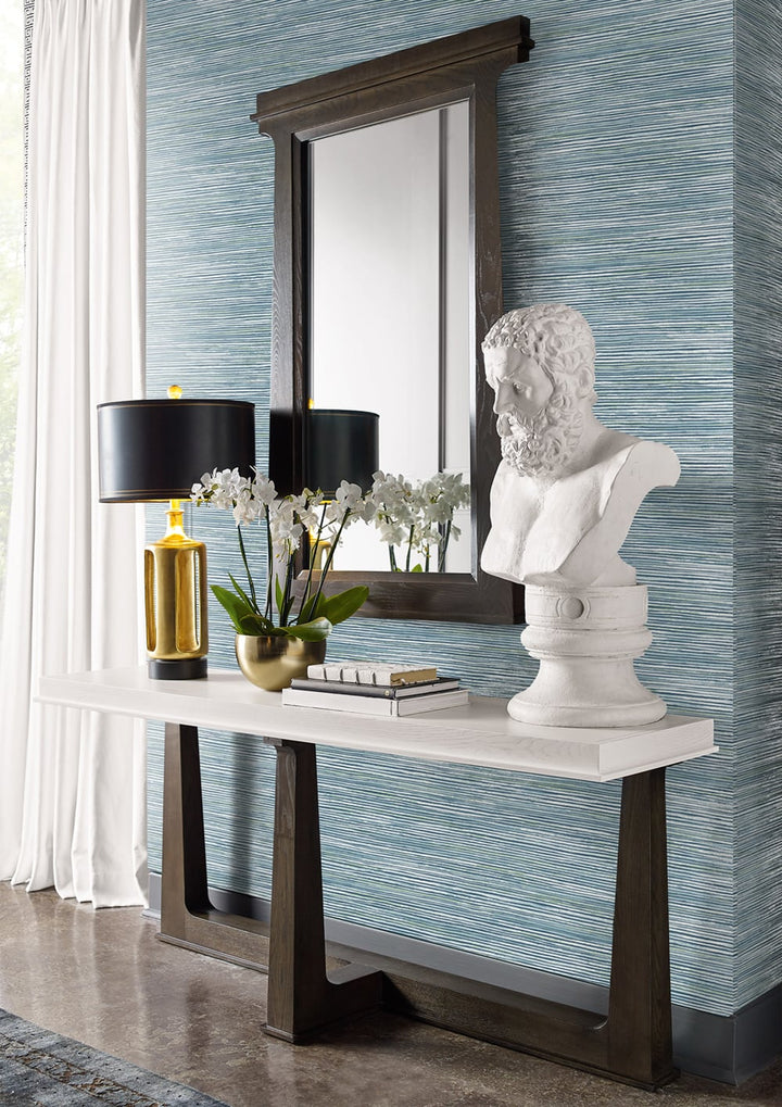 Osprey Faux Grasscloth Midnight Blue, Spearmint, and Ice LN10302 by Lillian August Designer Wallpaper