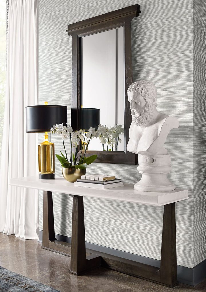 Osprey Faux Grasscloth Cove Gray and Silver LN10308 by Lillian August Designer Wallpaper