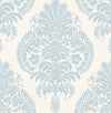 Lillian August Wallpaper Antigua Damask Blue Frost and Bone White LN10412