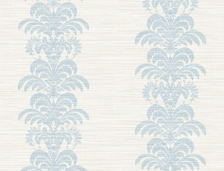 Palm Frond Stripe Stringcloth Blue Frost and Bone White LN10502 by Lillian August Designer Wallpaper