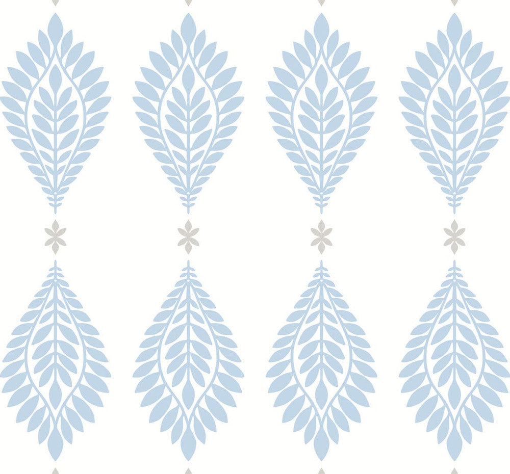 Mirasol Palm Frond Carolina Blue and Eggshell LN10602 by Lillian August Designer Wallpaper
