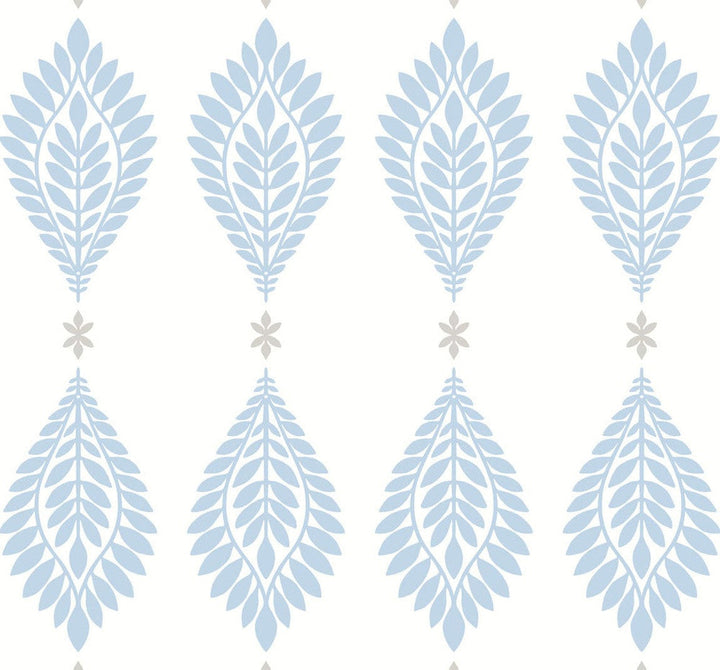 Mirasol Palm Frond Carolina Blue and Eggshell LN10602 by Lillian August Designer Wallpaper