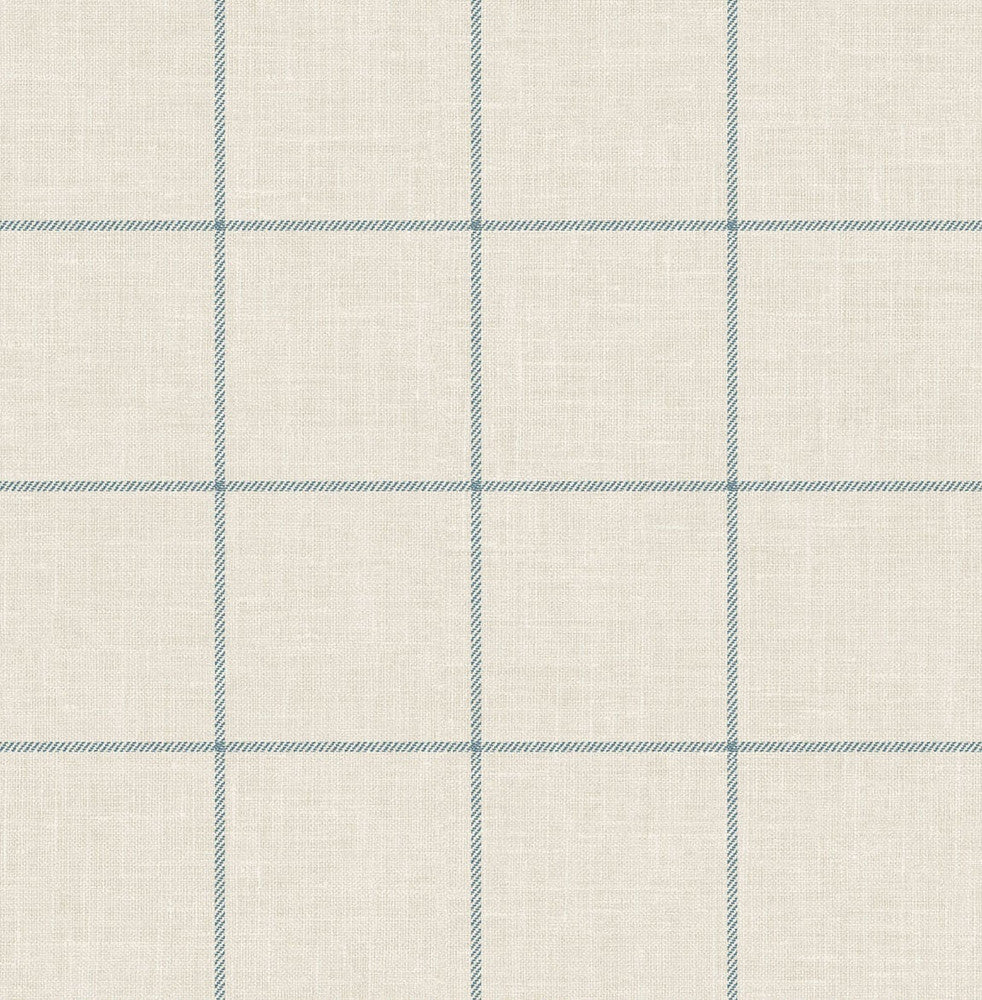 Linen Check Alabaster and Air Force Blue LN10702 by Lillian August Designer Wallpaper