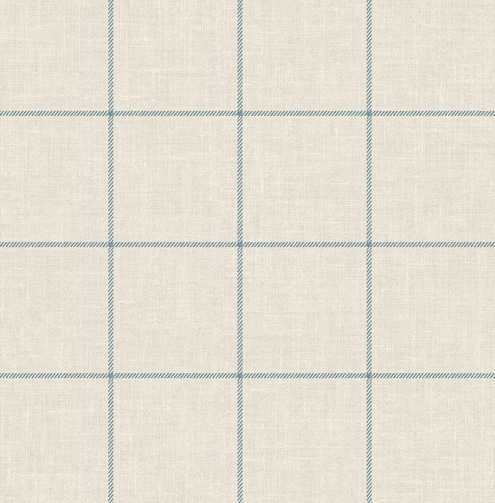 Linen Check Alabaster and Air Force Blue LN10702 by Lillian August Designer Wallpaper