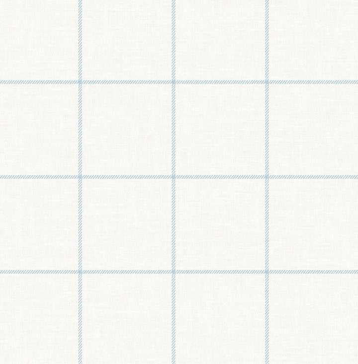 Linen Check Blue Frost and Bone White LN10712 by Lillian August Designer Wallpaper