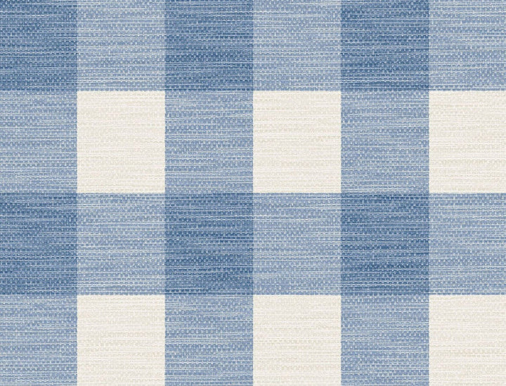 Rugby Gingham Coastal Blue and Ivory LN10802 by Lillian August Designer Wallpaper
