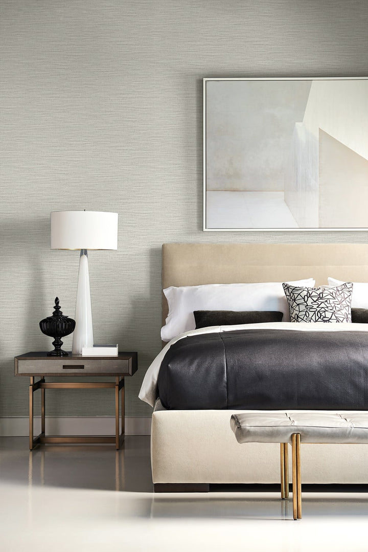 Faux Linen Weave Cove Gray LN10908 by Lillian August Designer Wallpaper