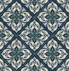 Lillian August Wallpaper Plumosa Tile Midnight Blue and Spearmint LN11012