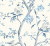 Lillian August Wallpaper Southport Floral Trail Eggshell and Blue Shale LN11102