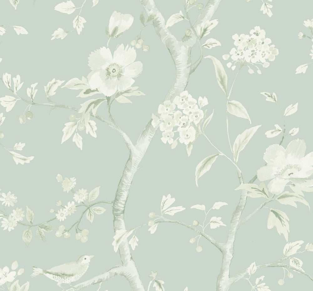 Southport Floral Trail Sea Glass and Ivory LN11104 by Lillian August Designer Wallpaper
