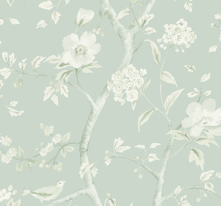 Southport Floral Trail Sea Glass and Ivory LN11104 by Lillian August Designer Wallpaper
