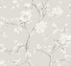 Lillian August Wallpaper Southport Floral Trail Metallic Silver and Fog LN11108