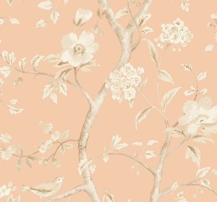 Southport Floral Trail Soft Melon and Arrowroot LN11111 by Lillian August Designer Wallpaper