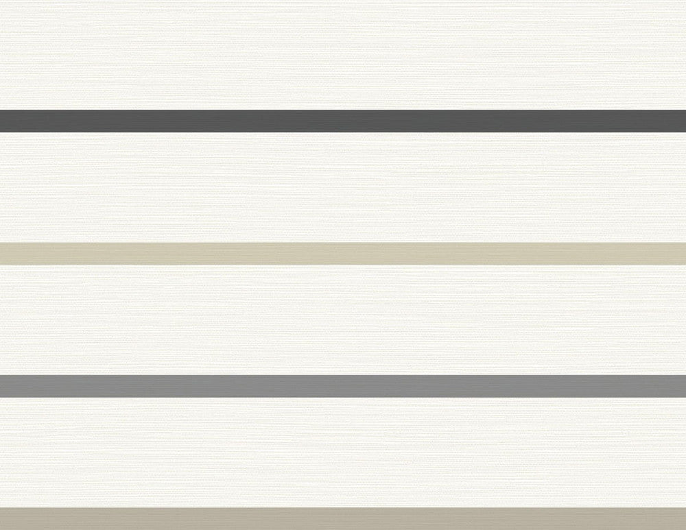 Crew Stripe Ivory, Wrought Iron, and Sand Dollar LN11400 by Lillian August Designer Wallpaper