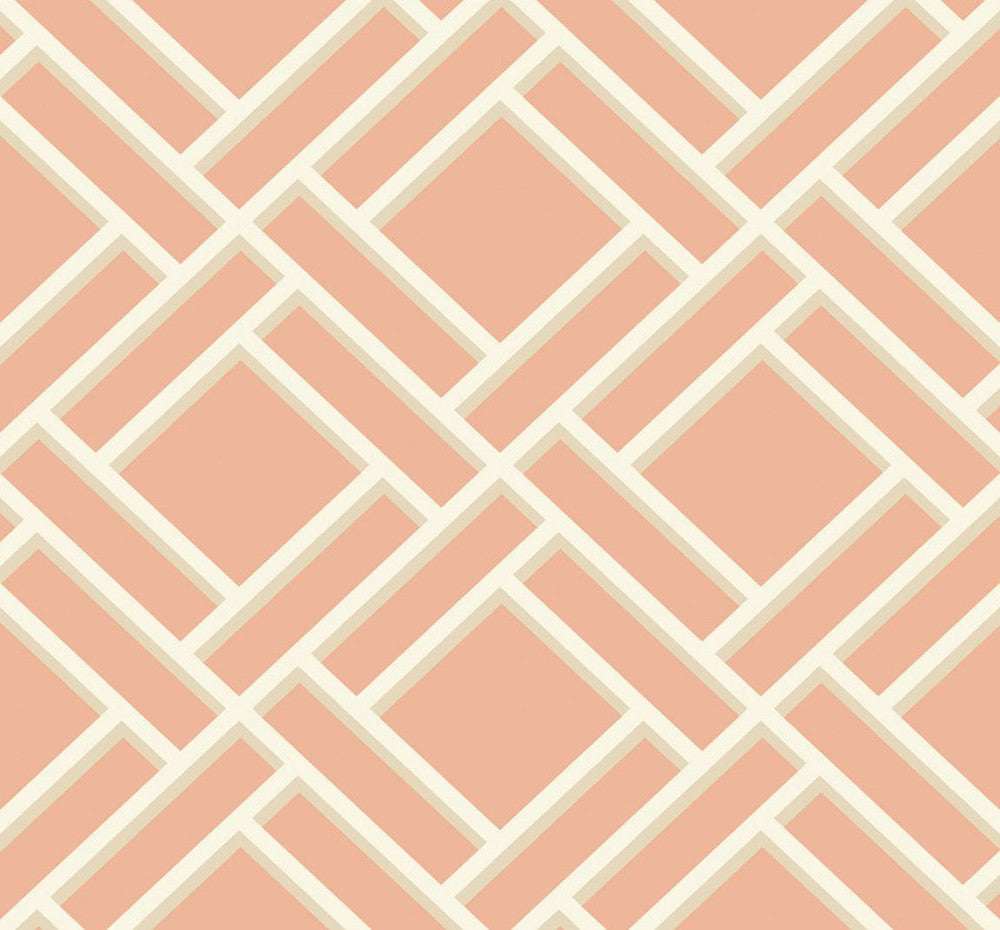 Block Trellis Melon and Arrowroot LN11501 by Lillian August Designer Wallpaper
