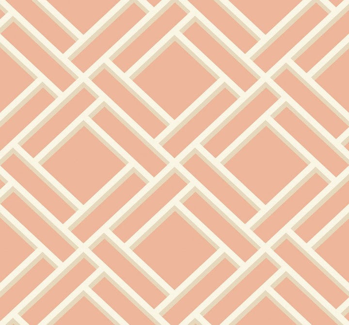 Block Trellis Melon and Arrowroot LN11501 by Lillian August Designer Wallpaper