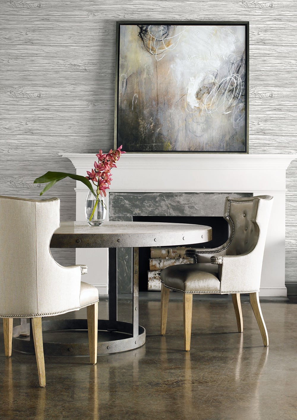 Washed Shiplap Embossed Vinyl Cove Gray LN11600 by Lillian August Designer Wallpaper