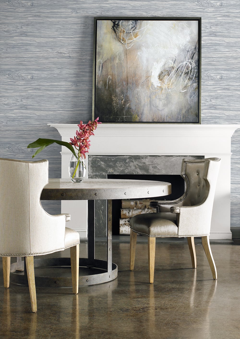 Washed Shiplap Embossed Vinyl Blue Mist LN11602 by Lillian August Designer Wallpaper