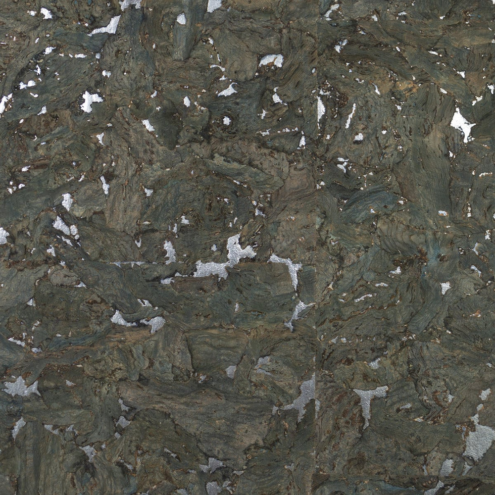 Cork Deep Sea & Metallic Silver LN11863 by Lillian August Designer Wallpaper