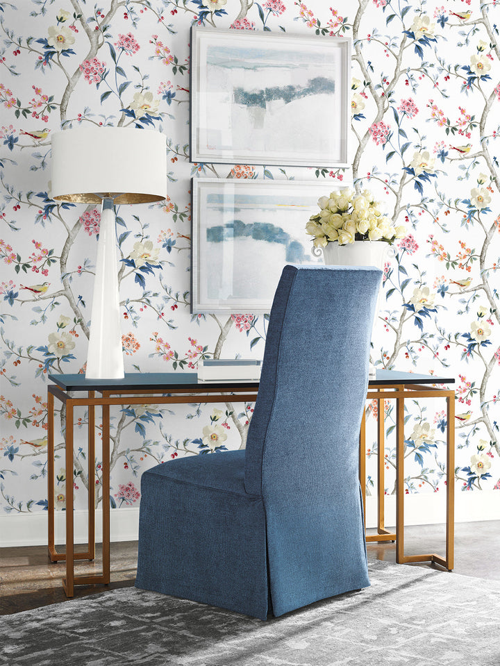 Sparrow Haven Riviera Blue & Berry LN40001 by Lillian August Designer Wallpaper