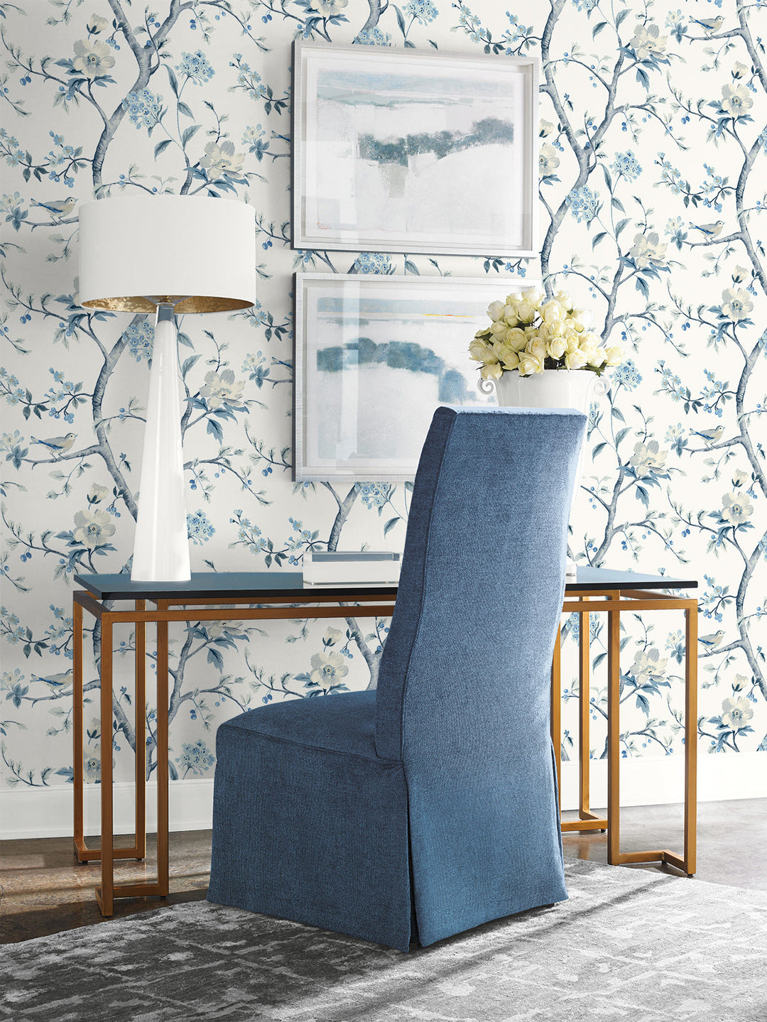 Sparrow Haven Breezy Blue LN40002 by Lillian August Designer Wallpaper