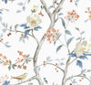 Lillian August Wallpaper Sparrow Haven Melon & Carolina Blue LN40006