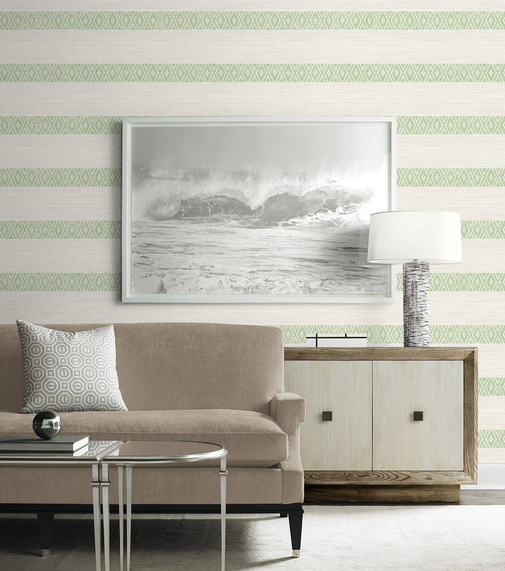 Alani Geo Stripe Aloe LN40104 by Lillian August Designer Wallpaper