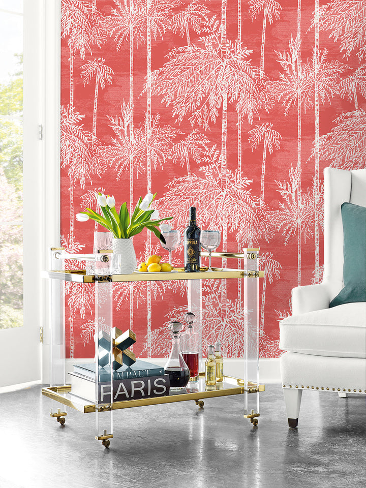 Palm Grove Coral LN40201 by Lillian August Designer Wallpaper