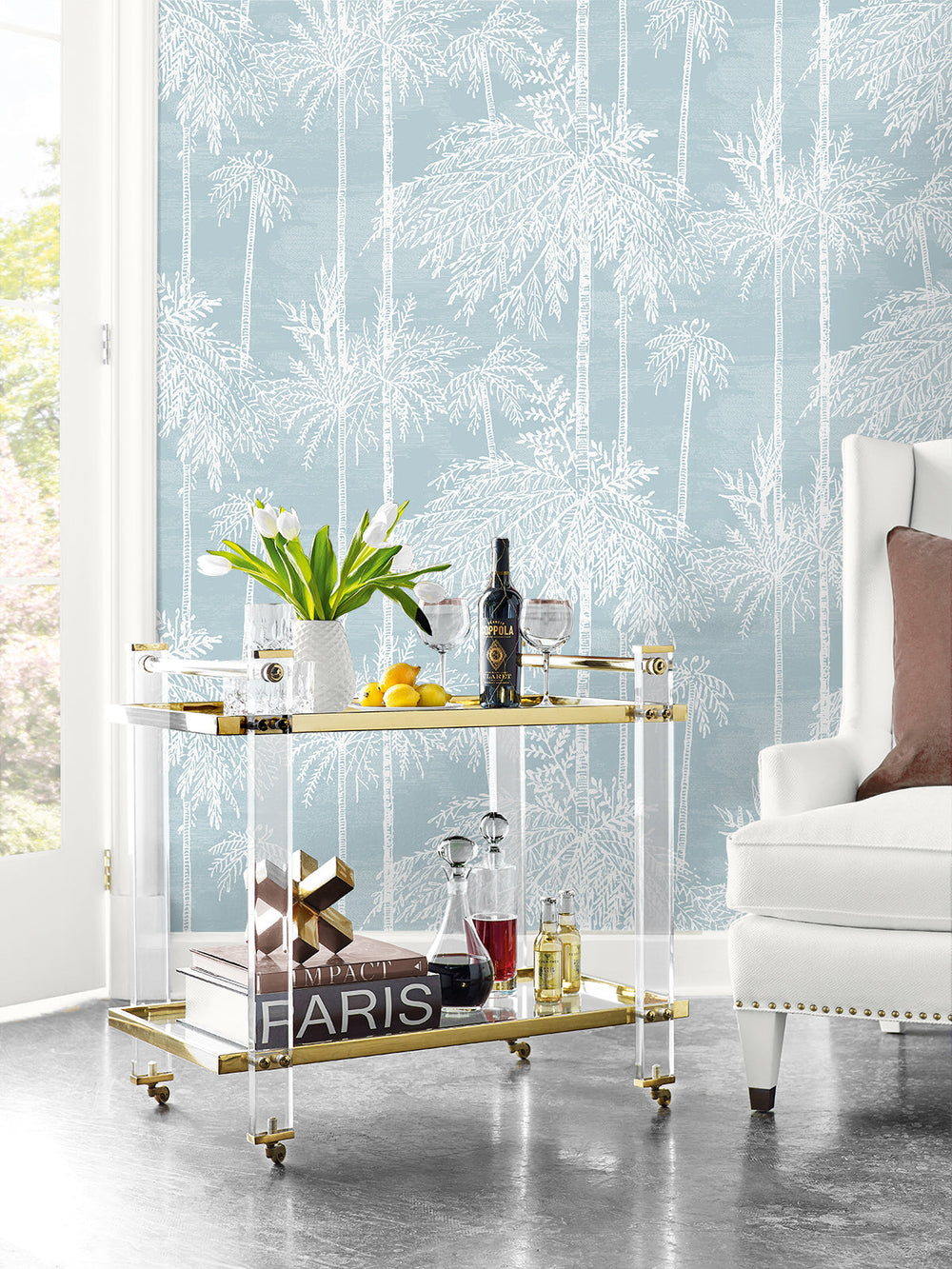 Palm Grove Hampton Blue LN40202 by Lillian August Designer Wallpaper