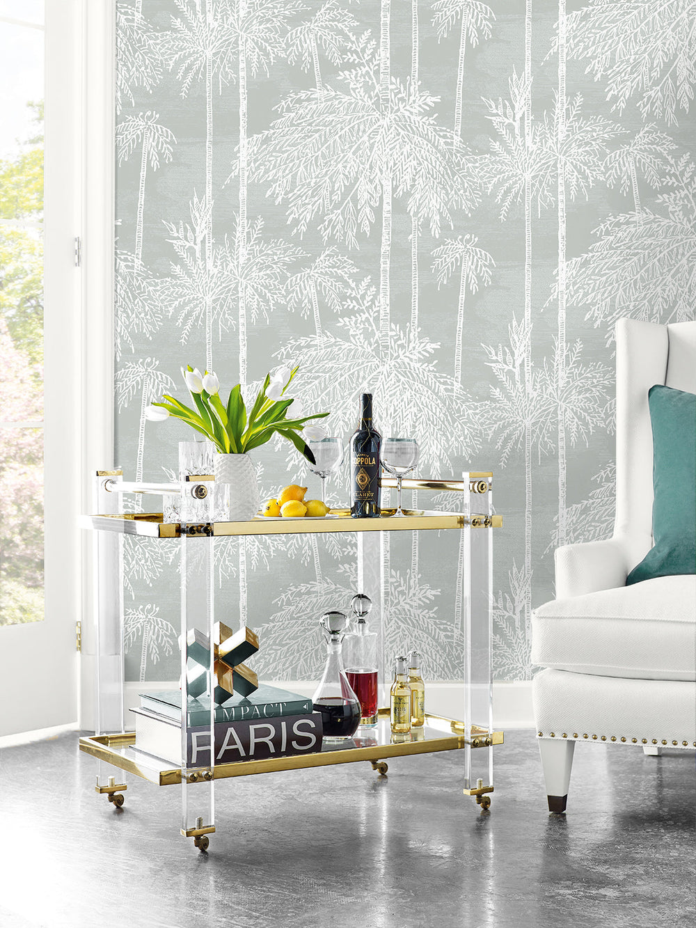 Palm Grove Misty LN40208 by Lillian August Designer Wallpaper