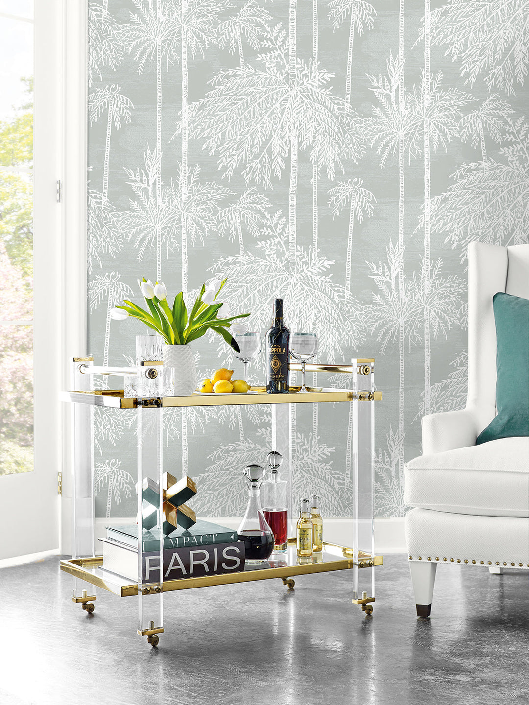Palm Grove Misty LN40208 by Lillian August Designer Wallpaper