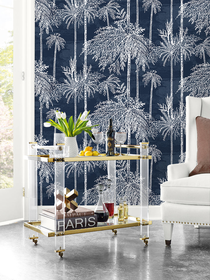 Palm Grove Midnight Sky LN40212 by Lillian August Designer Wallpaper