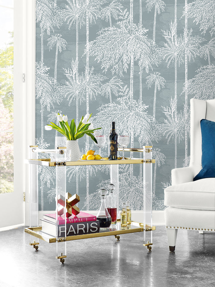 Palm Grove Bluestone LN40218 by Lillian August Designer Wallpaper