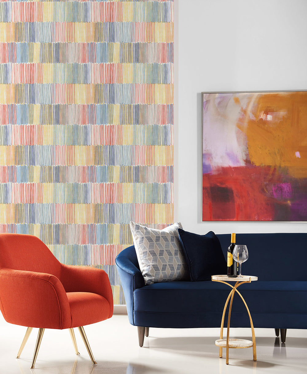 Arielle Abstract Stripe Summer Sky LN40301 by Lillian August Designer Wallpaper