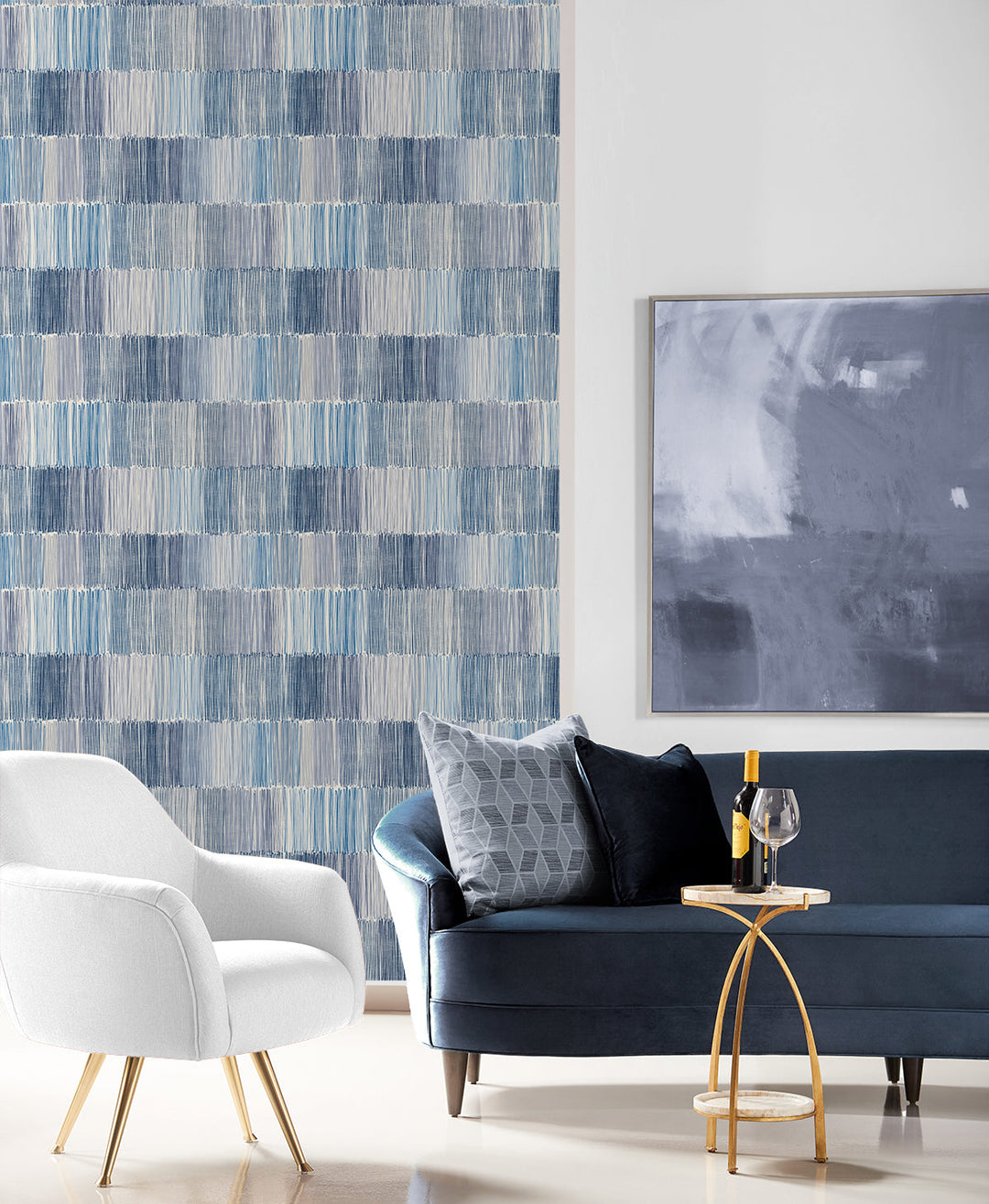 Arielle Abstract Stripe Oceanic LN40302 by Lillian August Designer Wallpaper