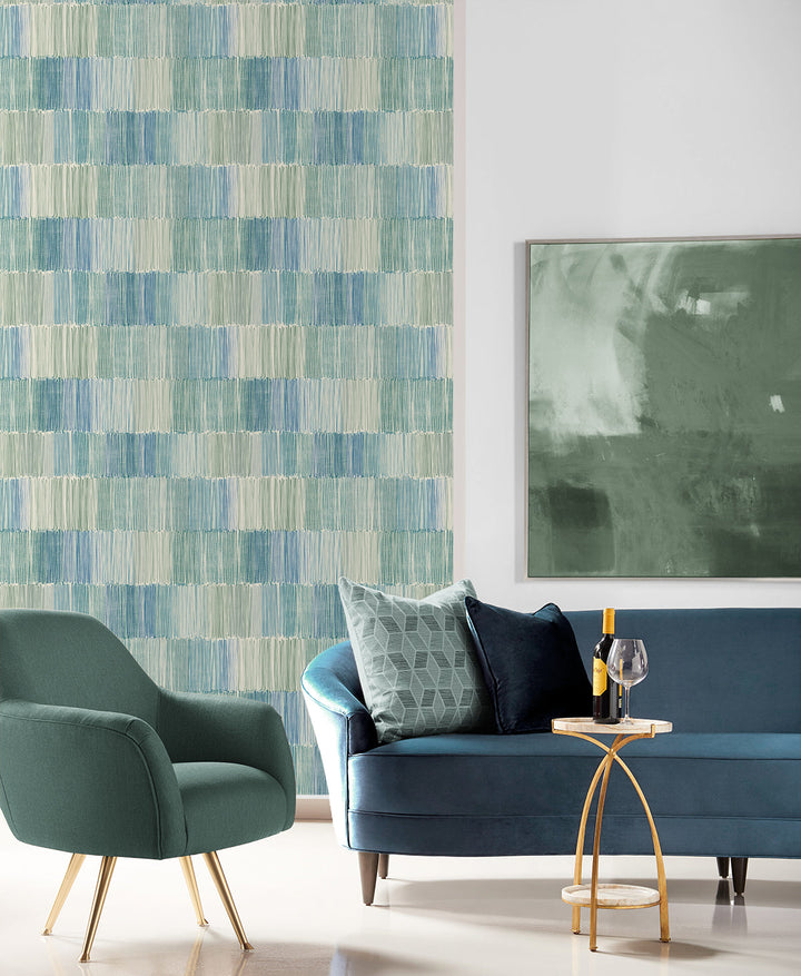 Arielle Abstract Stripe Lakeside LN40304 by Lillian August Designer Wallpaper