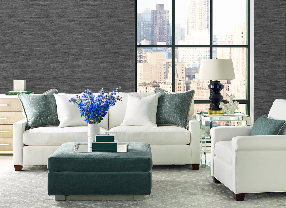 Tiger Island Faux Sisal Charcoal LN40400 by Lillian August Designer Wallpaper