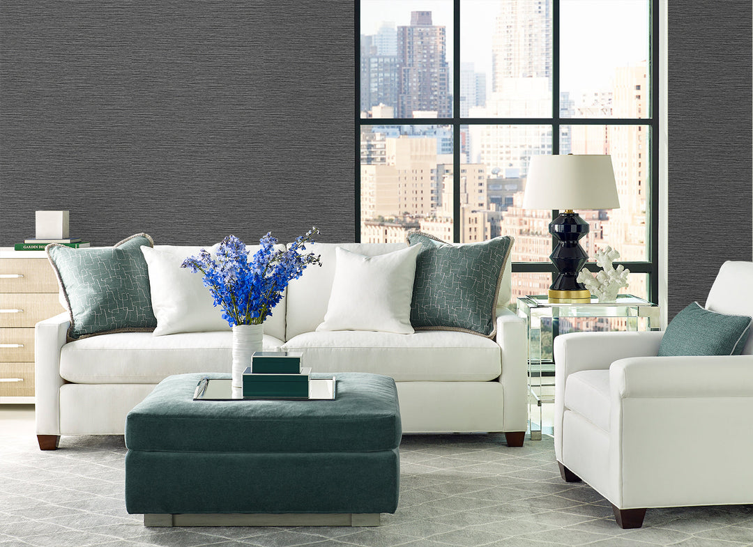 Tiger Island Faux Sisal Charcoal LN40400 by Lillian August Designer Wallpaper