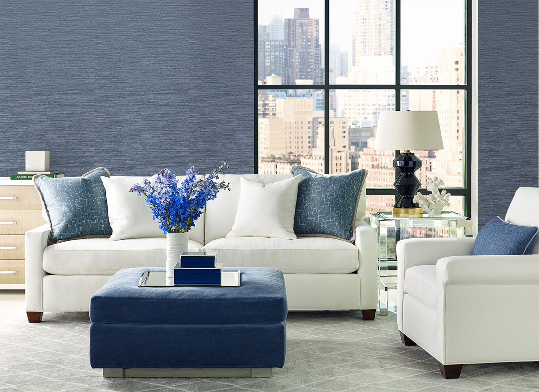 Tiger Island Faux Sisal Denim Blue LN40402 by Lillian August Designer Wallpaper