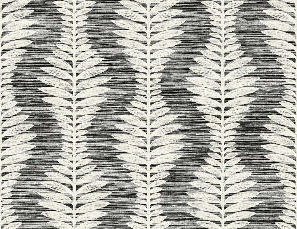 Carina Leaf Ogee Charcoal LN40500 by Lillian August Designer Wallpaper