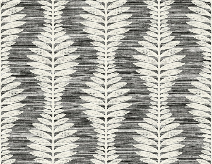 Carina Leaf Ogee Charcoal LN40500 by Lillian August Designer Wallpaper