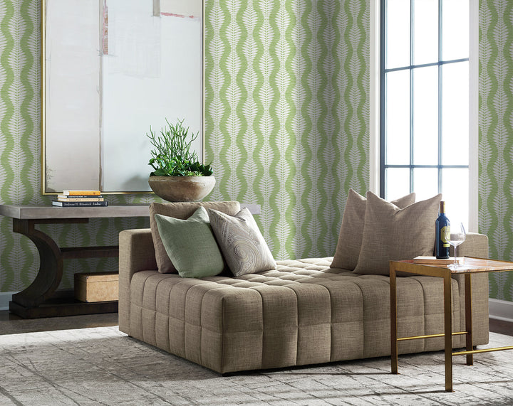 Carina Leaf Ogee Greenery LN40504 by Lillian August Designer Wallpaper