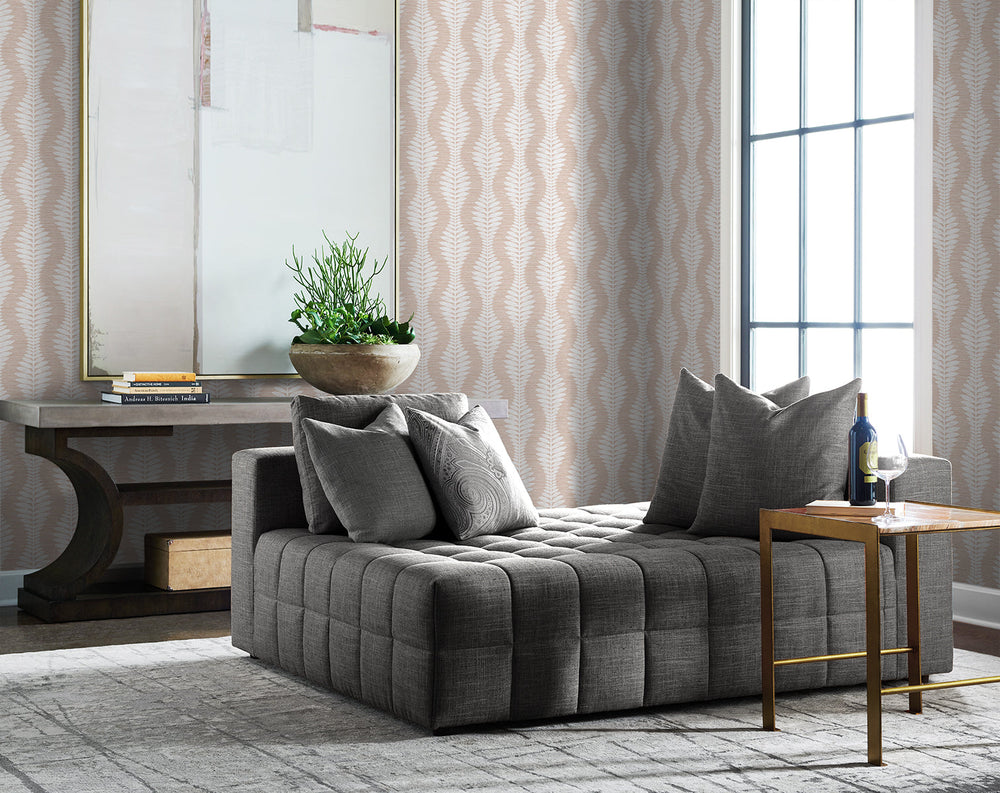 Carina Leaf Ogee Blush LN40506 by Lillian August Designer Wallpaper
