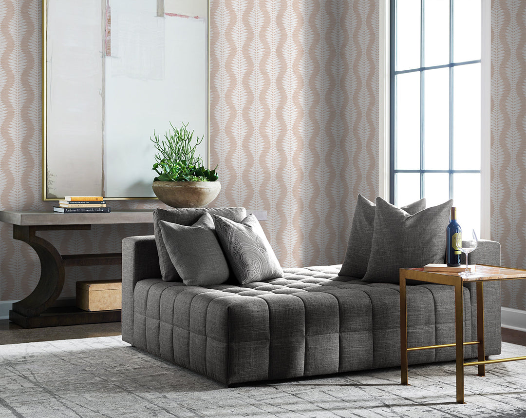 Carina Leaf Ogee Blush LN40506 by Lillian August Designer Wallpaper