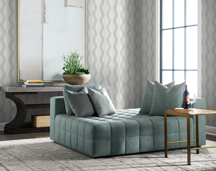 Carina Leaf Ogee Sea Salt LN40518 by Lillian August Designer Wallpaper