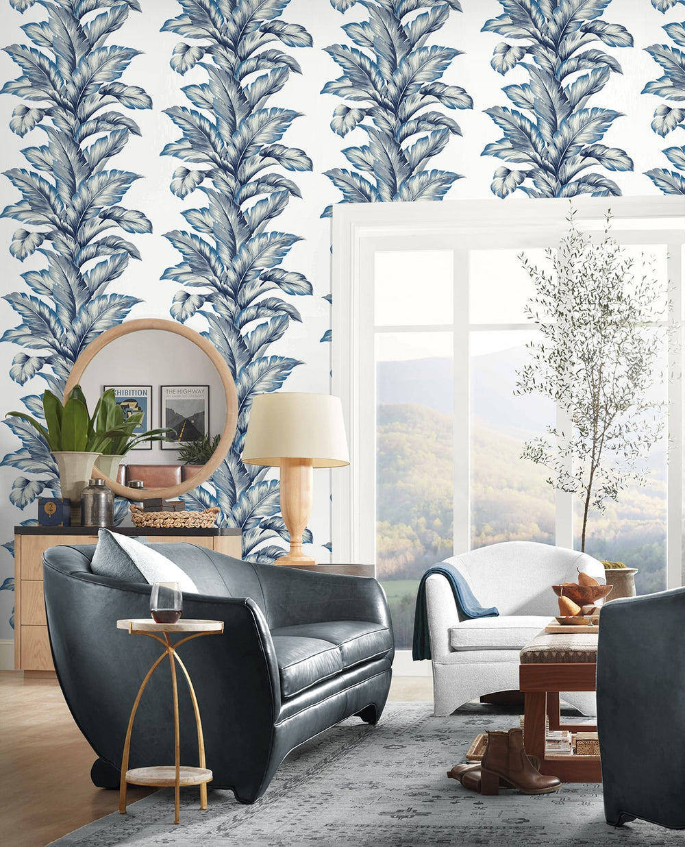 Banana Springs Coastal Blue LN40612 by Lillian August Designer Wallpaper