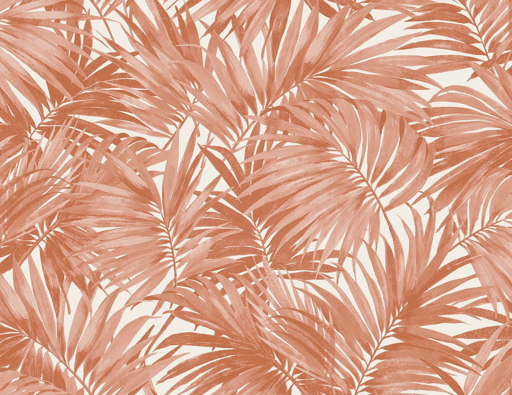 Cordelia Tossed Palms Coral LN40706 by Lillian August Designer Wallpaper