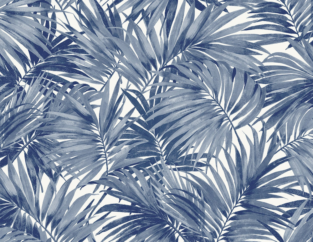 Cordelia Tossed Palms Pacific Blue LN40712 by Lillian August Designer Wallpaper