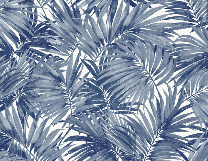 Cordelia Tossed Palms Pacific Blue LN40712 by Lillian August Designer Wallpaper