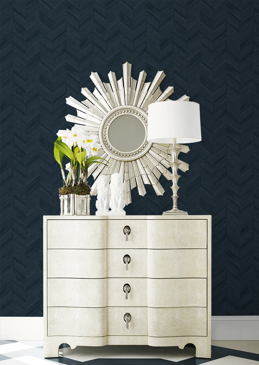 Keone Bay Chevron Nightfall LN40802 by Lillian August Designer Wallpaper